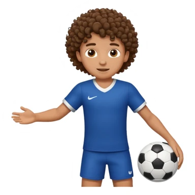Boy with curly hair playing football  sticker