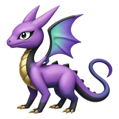 purple-black-gold-gradients Meloetta-Larvitar-Axew-Salandit-Pokémon-Fakémon-creature-hybrid-fusion sticker