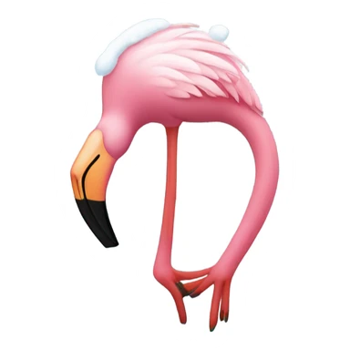 Flamingo wearing a tube and snow sticker