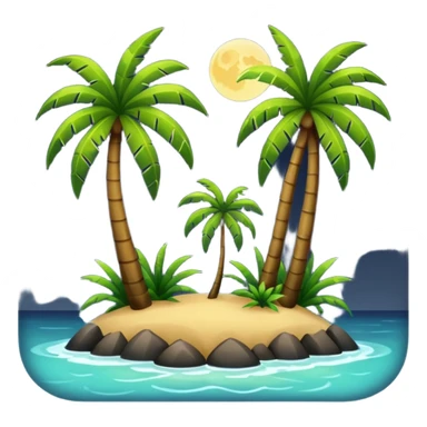 Isla y palmeras negras, en la noche, sticker