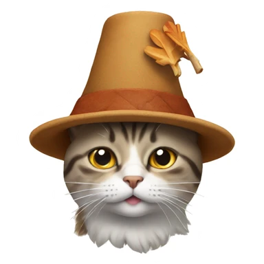 Cat wearing a turkey hat sticker