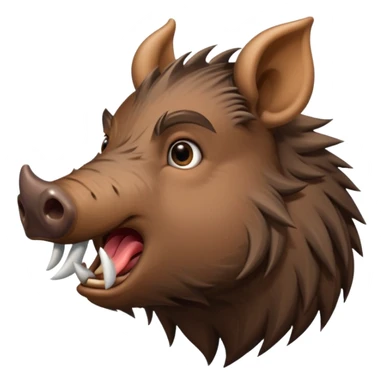 Wild boar face side view with extremely long tusks emoji realistic sticker