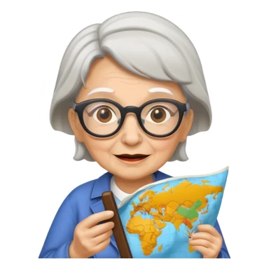 tourist old woman with glasses holding map sticker