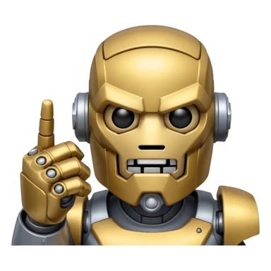 create an emoji with blitzcrank  (the league of legends champion)face in a sigma gigachad version that does the pose where u put ur index finger on top of your mouth to tell enemies to shut up or to signal that u mewing sticker