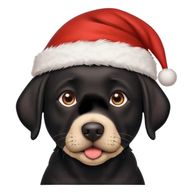 A cute black Labrador, about 2 years old, wearing a Santa hat. (I need English) sticker