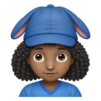 curly hair black rabbit with blue jersey and hat sticker