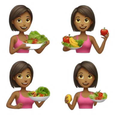 fit female eating healthy food sticker