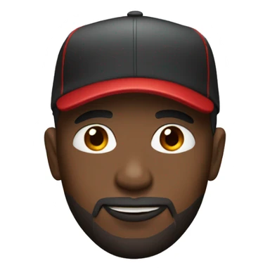Black male with red baseball cap, brown eyes goatee beard sticker