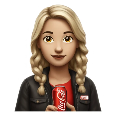 realistic portrait of girl with a Coke Zero bottle  sticker
