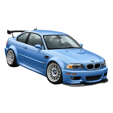 
A BMW M3 E46 is drifting through a corner, with a slight wisp of smoke coming from the rear and the wheels positioned at an angle relative to the turn. sticker