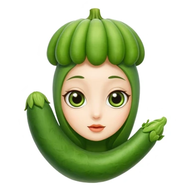 lady finger vegetable keeping the shape normal with big eyes sticker