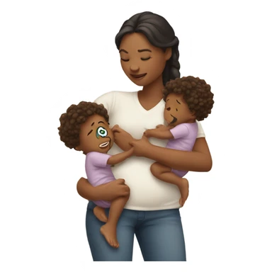 a mom touching her babies back  sticker