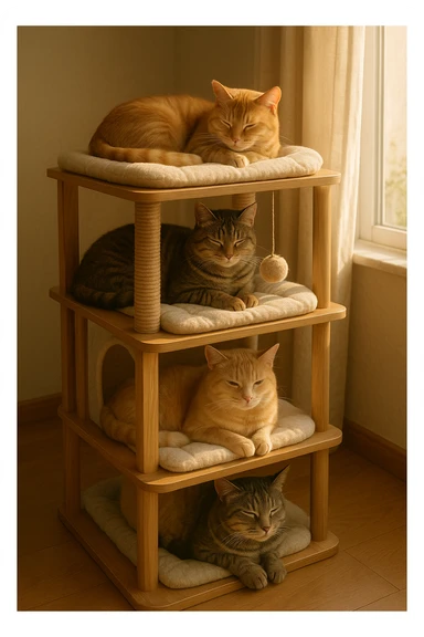cats relaxing in a vertical playhouse sticker