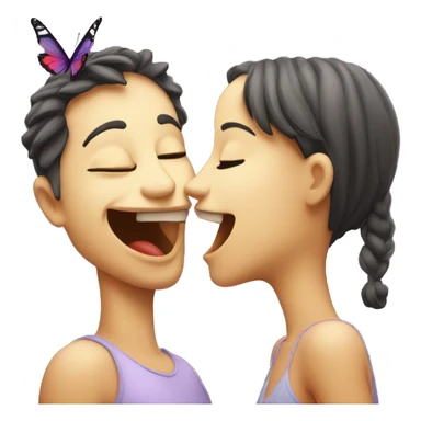 Kiss with butterfly sticker