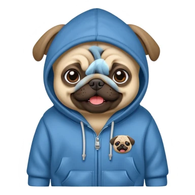 pug wearing a hoodie sticker