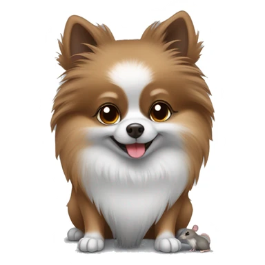 Grey and brown pomeranian and gray mouse hug sticker