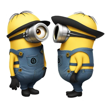 Minions kissing with hats sticker