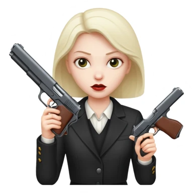 an evil face with a gun or a knife in their hand sticker