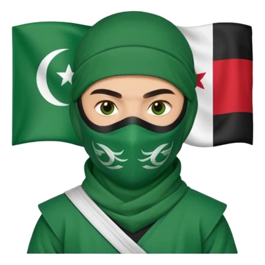 Ninja arab green and white with mask pakistani flag sticker