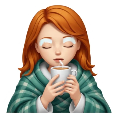 girl with ginger hair inside a blanket sipping coffee eyes closed sticker