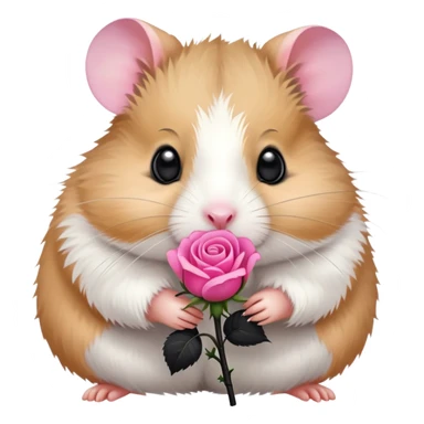 Hamster holding a black rose sticker