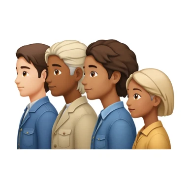 A line of people in profile, one behind the other sticker