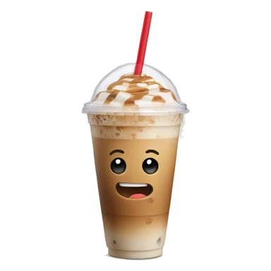 Iced latte in to go cup with straw  sticker