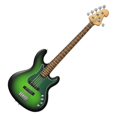 Electric Bass guitar black band green sticker