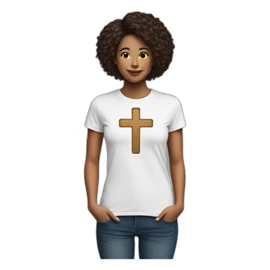 Woman with a cross t-shirt sticker