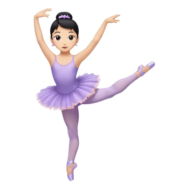 ballet dancer black hair tan skin wearing a lavender leotard and lavender tutu and pale pink tights with lavender pointe shoes in arabesqye sticker