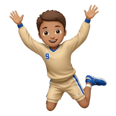 A small kid in an oversized jersey, jumping with excitement. sticker