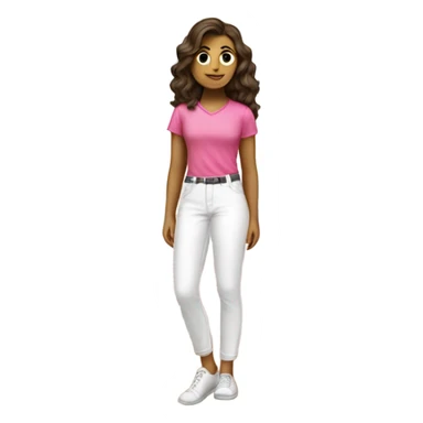 Brunette girl with a pink shirt and white pants cleaning her room sticker
