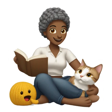 Gata segurando um novelo de linha de crochê  sticker