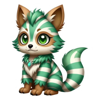 cute Kawaii edgy shy fantasy animal fursona Fionbri Vernid creature by griffsnuff & LiLaiRa & Falvie with with cool stripes patterns full body sticker
