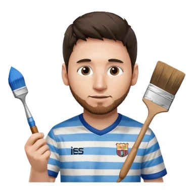 create an emoji of Lionel Messi in an Argentina shirt holding a paintbrush sticker