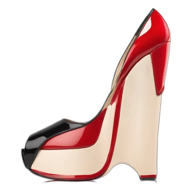 One WEDGE heel LOUBOUTIN black leather PATENT sticker