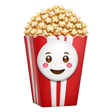 minimalist sweet popcorn emoji style, red and white popcorn box, caramel popcorn sticker