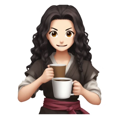 Demon slayer anime Nezuko holding coffee sticker