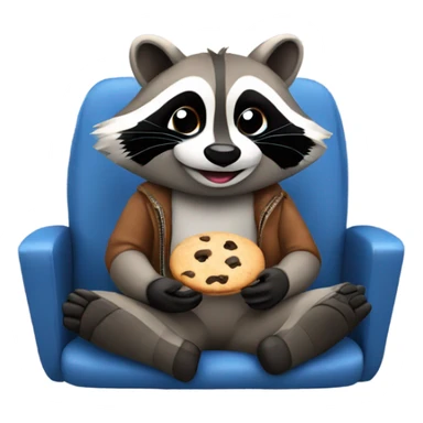 Raccoon flying in airplane eating cookie  sticker