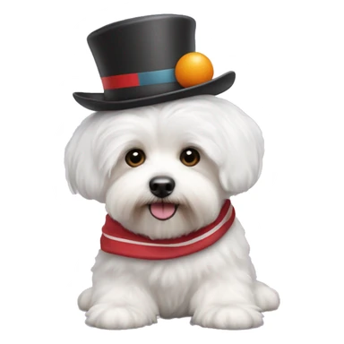 bichon havanese wearing a basaball hat sticker