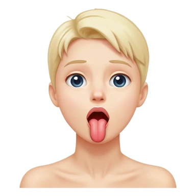 person with hand on neck, sticking tongue out, looking up sticker