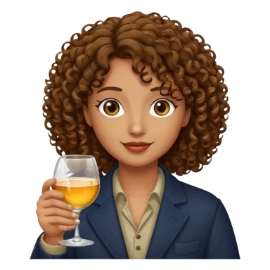 Curly haired curl with brown hair toasting with alcohol sticker