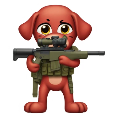 Clifford the big red dog cartoon humanoid military sniper sticker