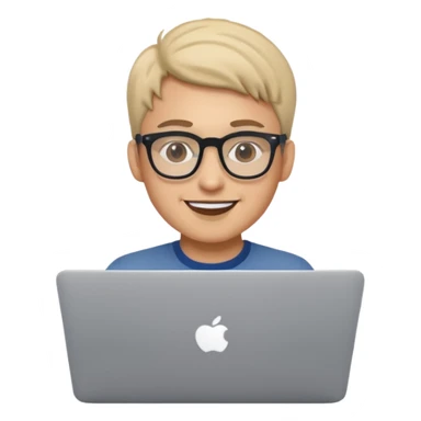 happy Graphic designer whit a MacBook sticker