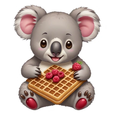 Koala eating waffle with chocolate and raspberries sticker