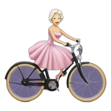 Helen mirren on a bike in a ball gown sticker