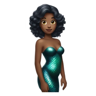 little-mermaid poisson noir girl sticker