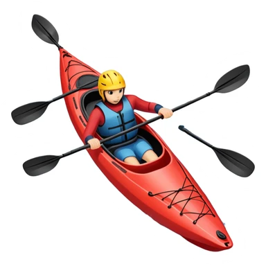 An icon showing a close-up of a kayak gliding over rippling water, with a double-bladed paddle in motion and splashes around. The sleek shape of the boat and dynamic strokes highlight the speed and precision of kayaking. Transparent background emphasizes the energy of the sport. sticker