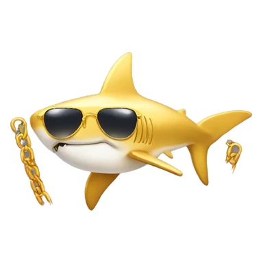 golden shark with chain and sunglasse sticker