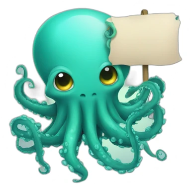 Cute kraken Holding a Sign in his tentacles sticker